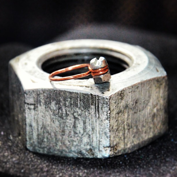 #ring #steampunk #copper #nut #screw 